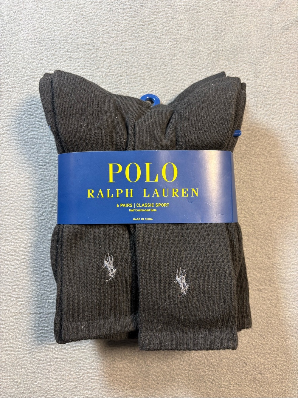 Polo by Ralph Lauren Black Crew Socks - 6 Pairs